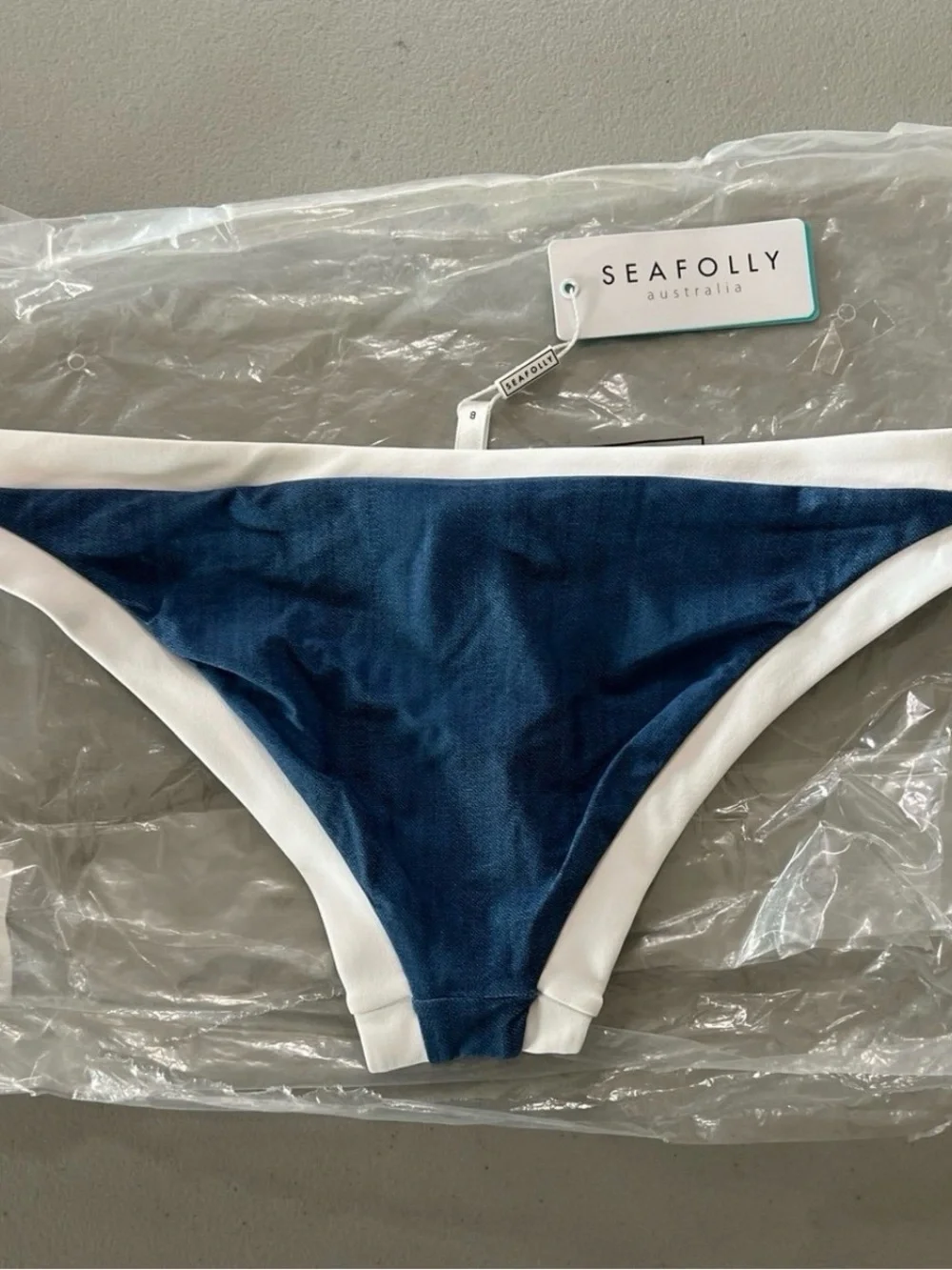 Navy Blue & White Bikini Bottoms Size 4 In USA